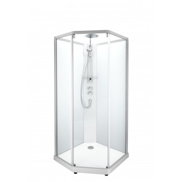 Душевая кабина IDO Showerama 10-5 Comfort 558.207.313 пятиугольная 1000х1000 мм профиль белый прозрачное стекло